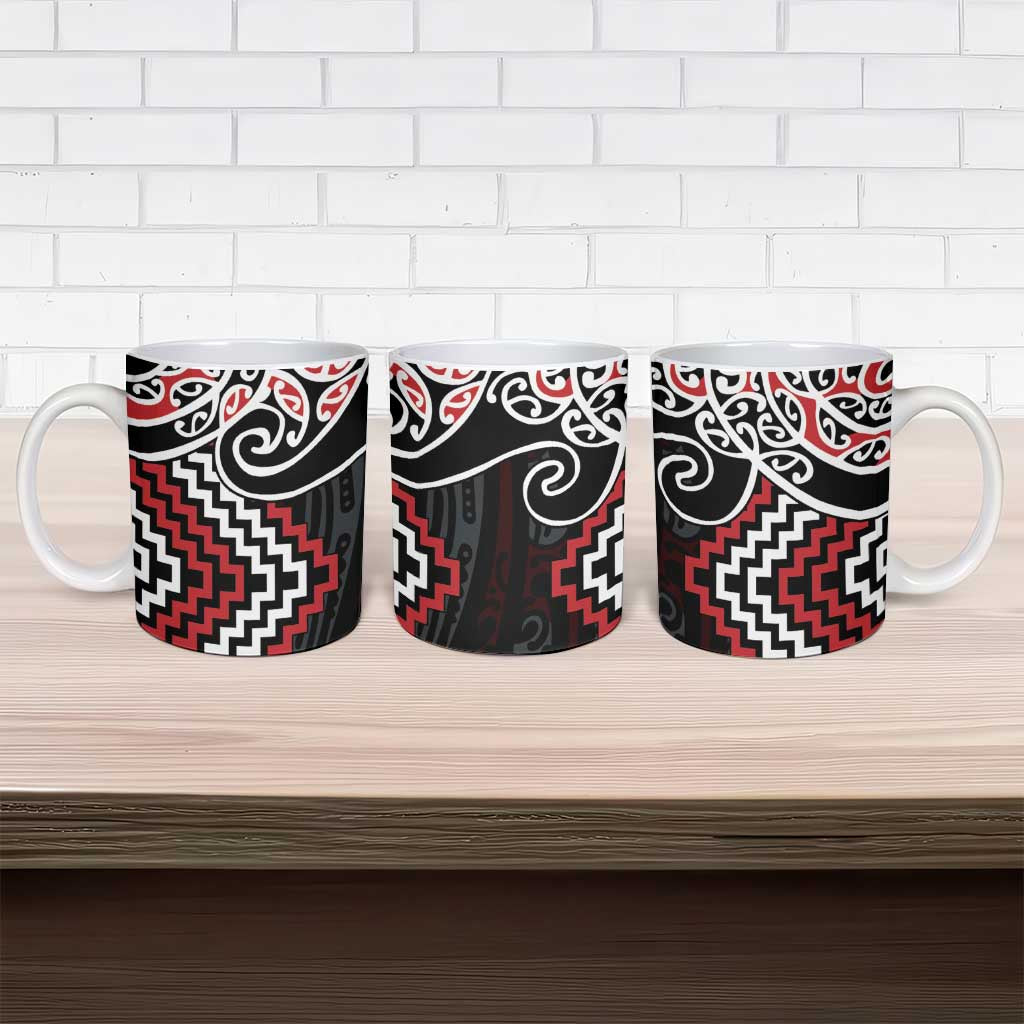 Red Aotearoa Tukutuku Manawa Tapu Ceramic Mug Ta Moko Toi Maori - Aussie Hoodie