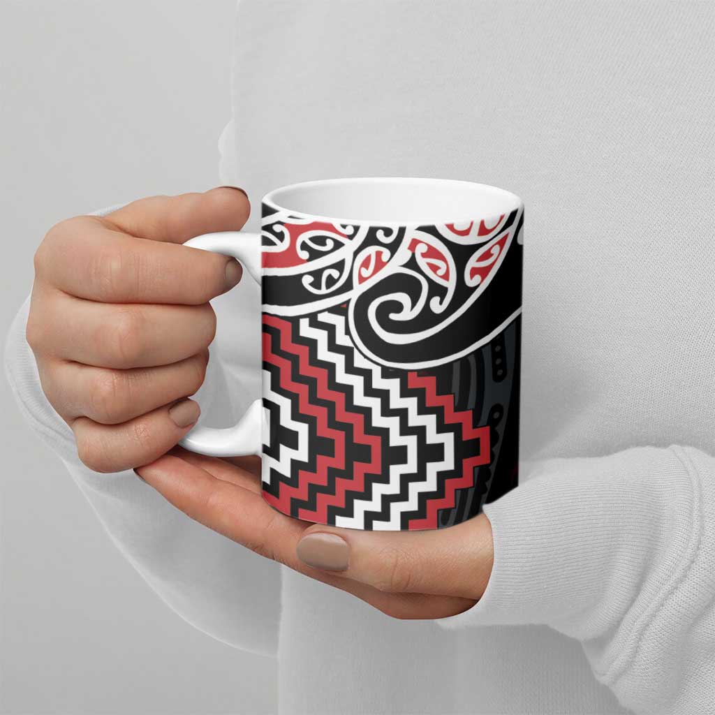 Red Aotearoa Tukutuku Manawa Tapu Ceramic Mug Ta Moko Toi Maori - Aussie Hoodie
