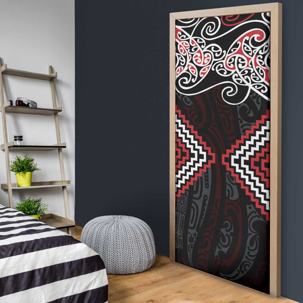 Red Aotearoa Tukutuku Manawa Tapu Door Cover Ta Moko Toi Maori - Aussie Hoodie