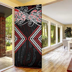 Red Aotearoa Tukutuku Manawa Tapu Door Cover Ta Moko Toi Maori - Aussie Hoodie