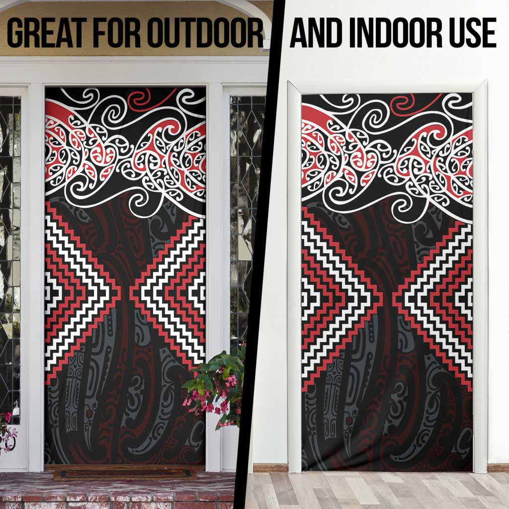 Red Aotearoa Tukutuku Manawa Tapu Door Cover Ta Moko Toi Maori - Aussie Hoodie