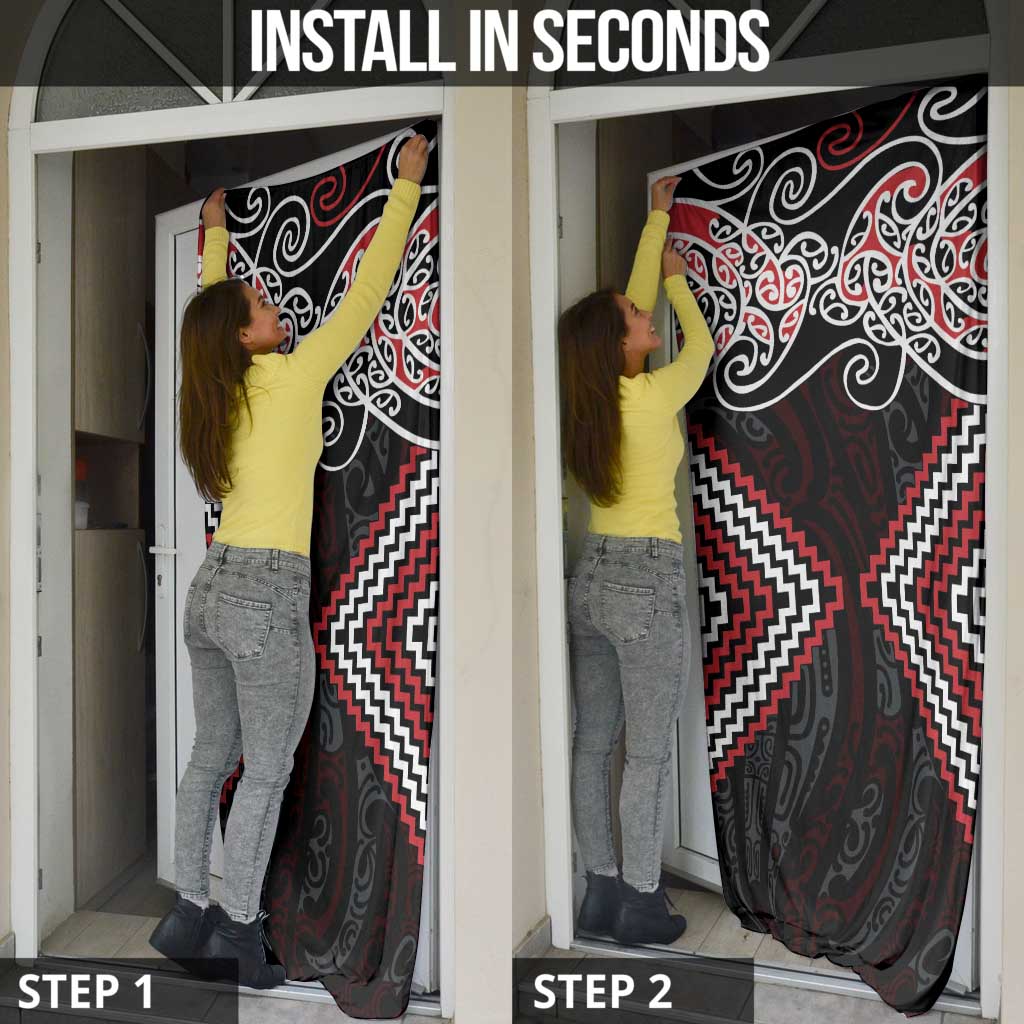 Red Aotearoa Tukutuku Manawa Tapu Door Cover Ta Moko Toi Maori - Aussie Hoodie