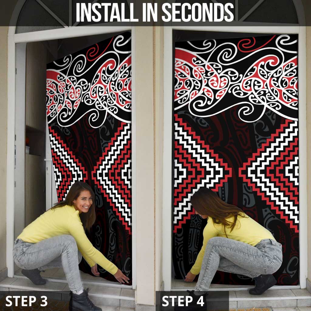 Red Aotearoa Tukutuku Manawa Tapu Door Cover Ta Moko Toi Maori - Aussie Hoodie