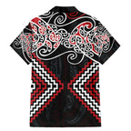 Red Aotearoa Tukutuku Manawa Tapu Family Matching Mermaid Dress and Hawaiian Shirt Ta Moko Toi Maori