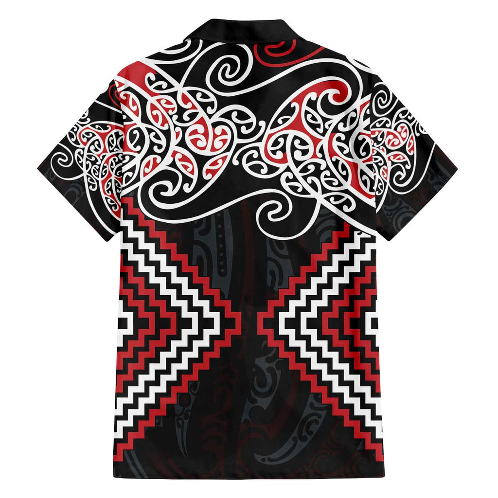 Red Aotearoa Tukutuku Manawa Tapu Family Matching Off The Shoulder Long Sleeve Dress and Hawaiian Shirt Ta Moko Toi Maori