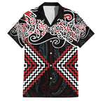 Red Aotearoa Tukutuku Manawa Tapu Family Matching Puletasi and Hawaiian Shirt Ta Moko Toi Maori