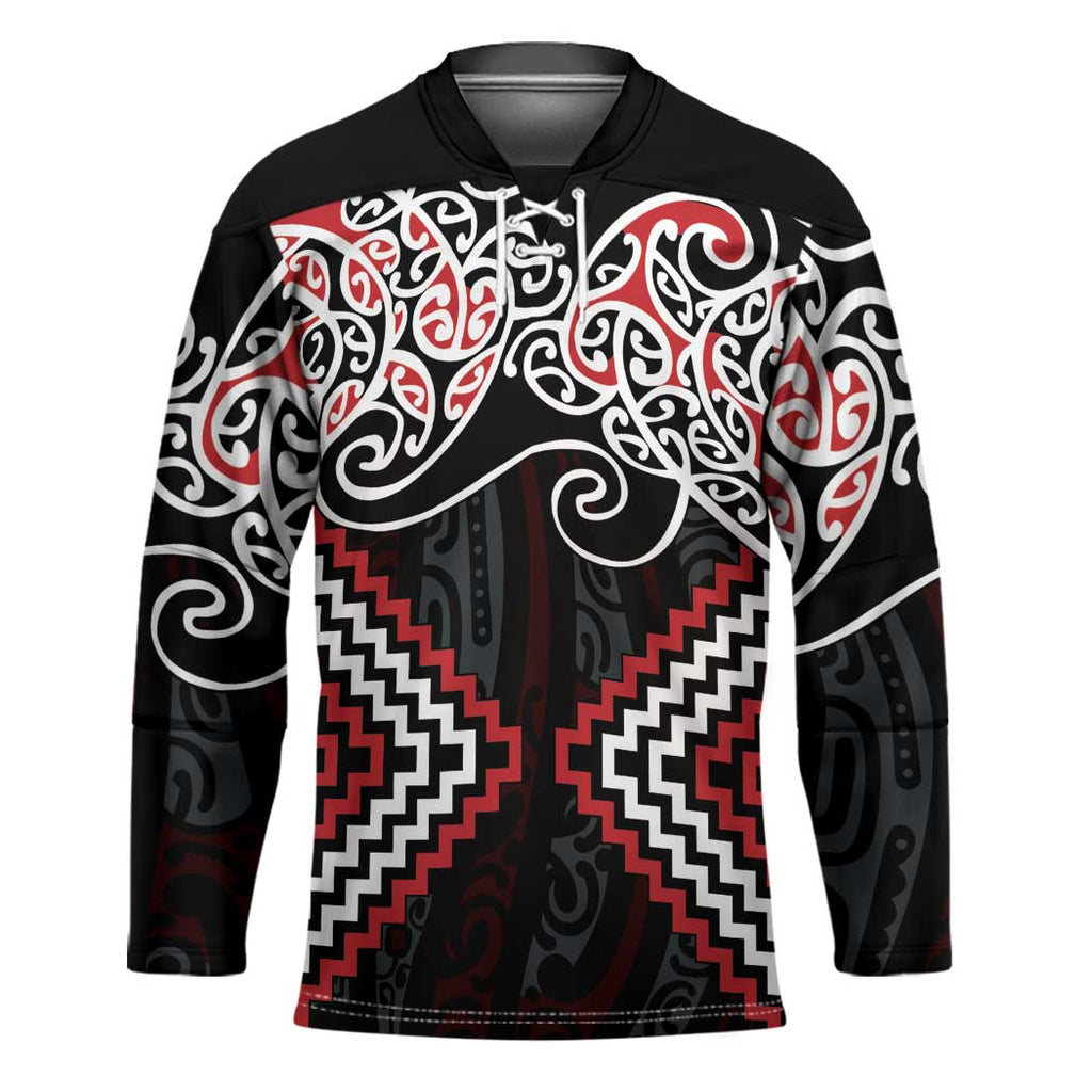 Red Aotearoa Tukutuku Manawa Tapu Hockey Jersey Ta Moko Toi Maori - Aussie Hoodie