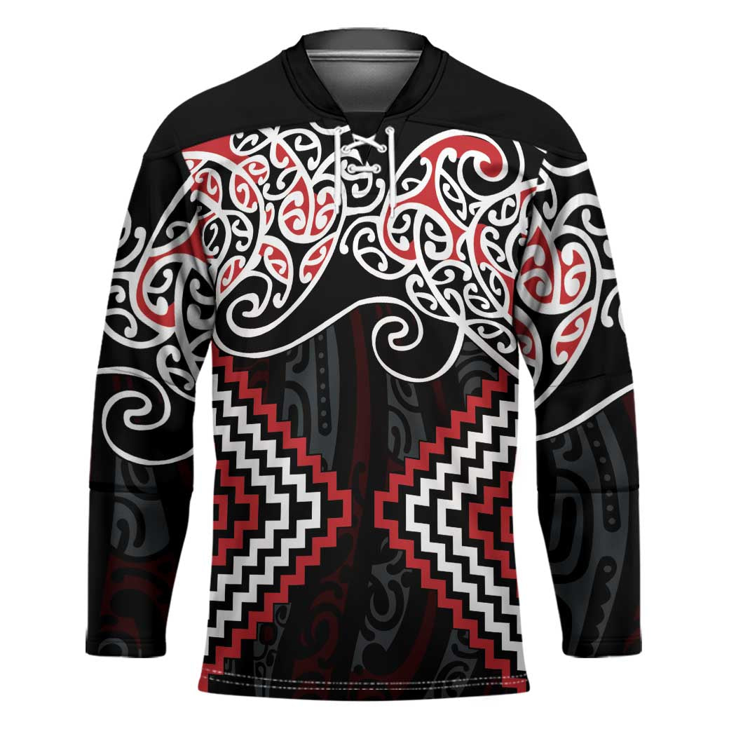 Red Aotearoa Tukutuku Manawa Tapu Hockey Jersey Ta Moko Toi Maori - Aussie Hoodie