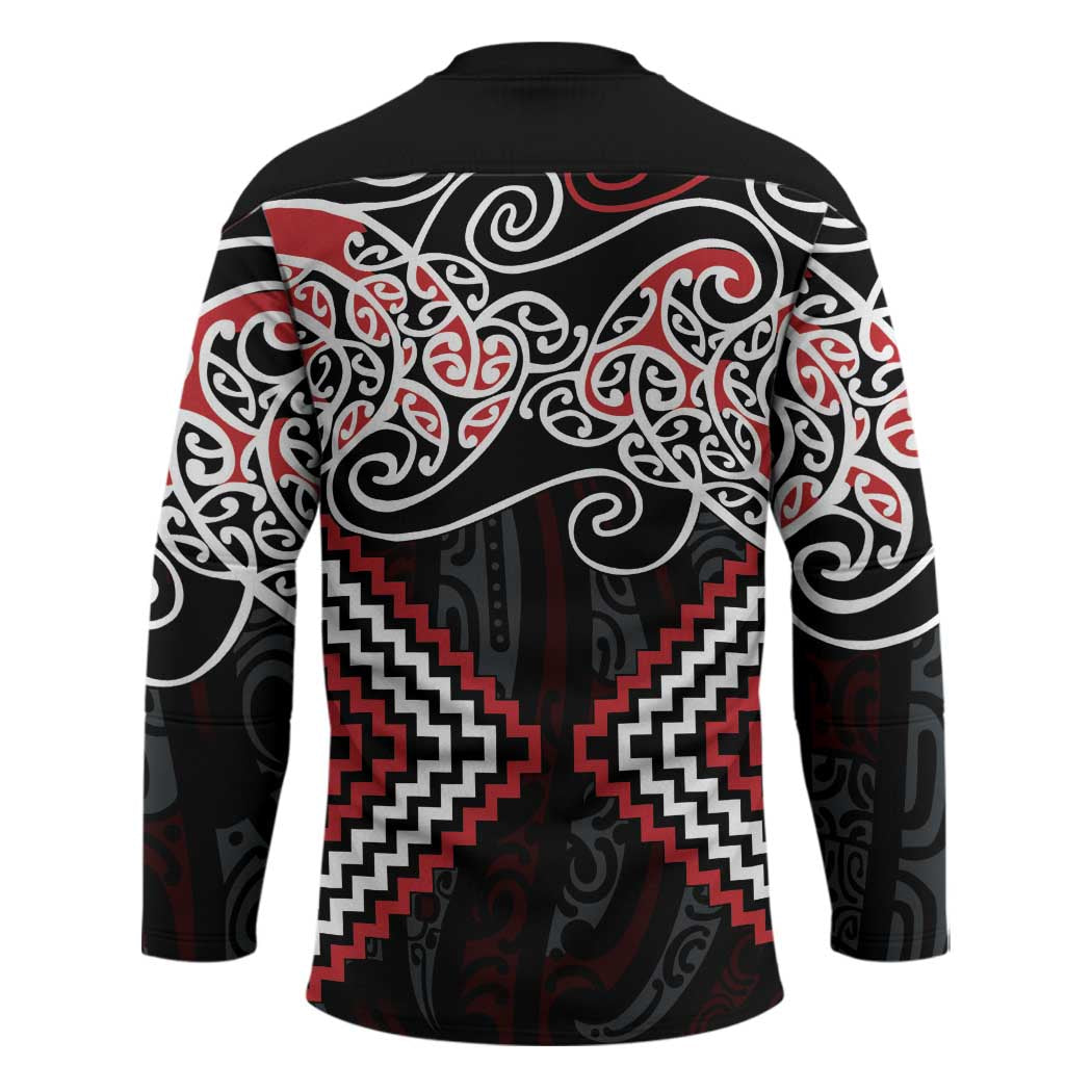 Red Aotearoa Tukutuku Manawa Tapu Hockey Jersey Ta Moko Toi Maori - Aussie Hoodie