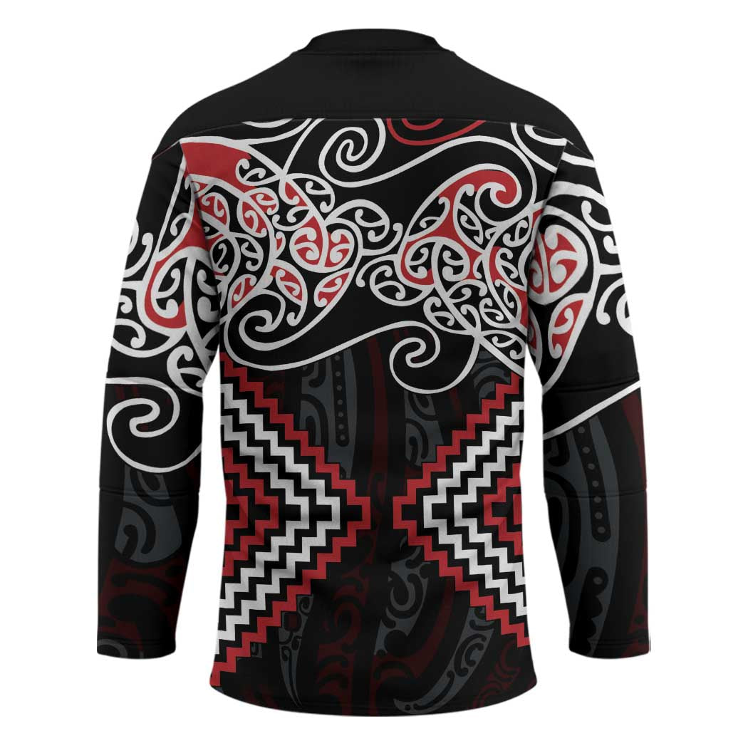 Red Aotearoa Tukutuku Manawa Tapu Hockey Jersey Ta Moko Toi Maori - Aussie Hoodie