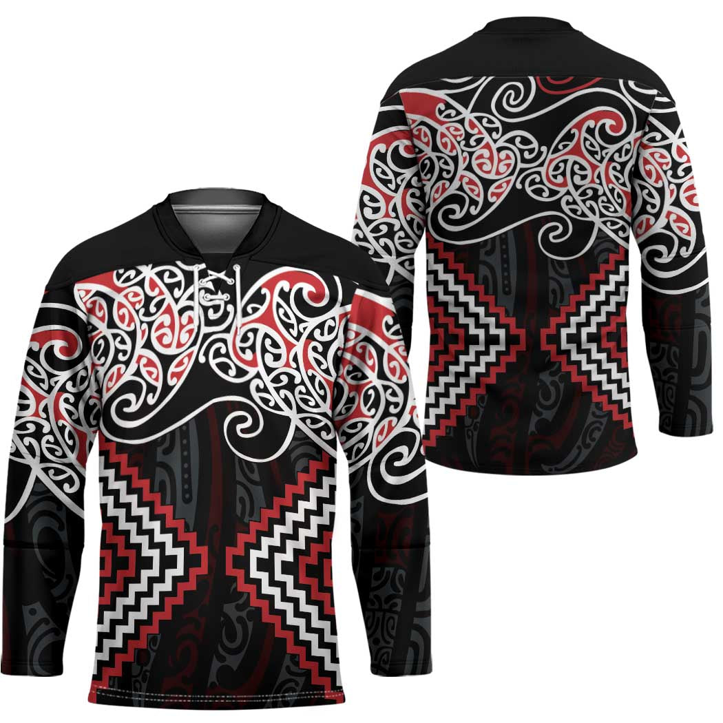 Red Aotearoa Tukutuku Manawa Tapu Hockey Jersey Ta Moko Toi Maori - Aussie Hoodie