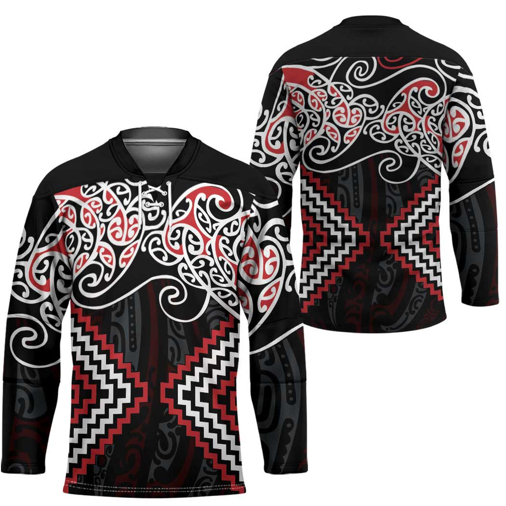 Red Aotearoa Tukutuku Manawa Tapu Hockey Jersey Ta Moko Toi Maori - Aussie Hoodie
