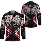 Red Aotearoa Tukutuku Manawa Tapu Hockey Jersey Ta Moko Toi Maori - Aussie Hoodie