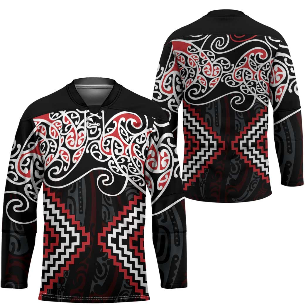 Red Aotearoa Tukutuku Manawa Tapu Hockey Jersey Ta Moko Toi Maori - Aussie Hoodie