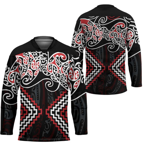 Red Aotearoa Tukutuku Manawa Tapu Hockey Jersey Ta Moko Toi Maori - Aussie Hoodie