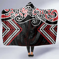 Red Aotearoa Tukutuku Manawa Tapu Hooded Blanket Ta Moko Toi Maori