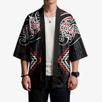 Red Aotearoa Tukutuku Manawa Tapu Kimono Ta Moko Toi Maori - Aussie Hoodie
