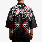 Red Aotearoa Tukutuku Manawa Tapu Kimono Ta Moko Toi Maori - Aussie Hoodie