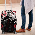 Red Aotearoa Tukutuku Manawa Tapu Luggage Cover Ta Moko Toi Maori