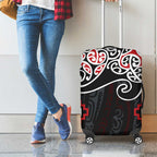 Red Aotearoa Tukutuku Manawa Tapu Luggage Cover Ta Moko Toi Maori