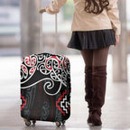 Red Aotearoa Tukutuku Manawa Tapu Luggage Cover Ta Moko Toi Maori