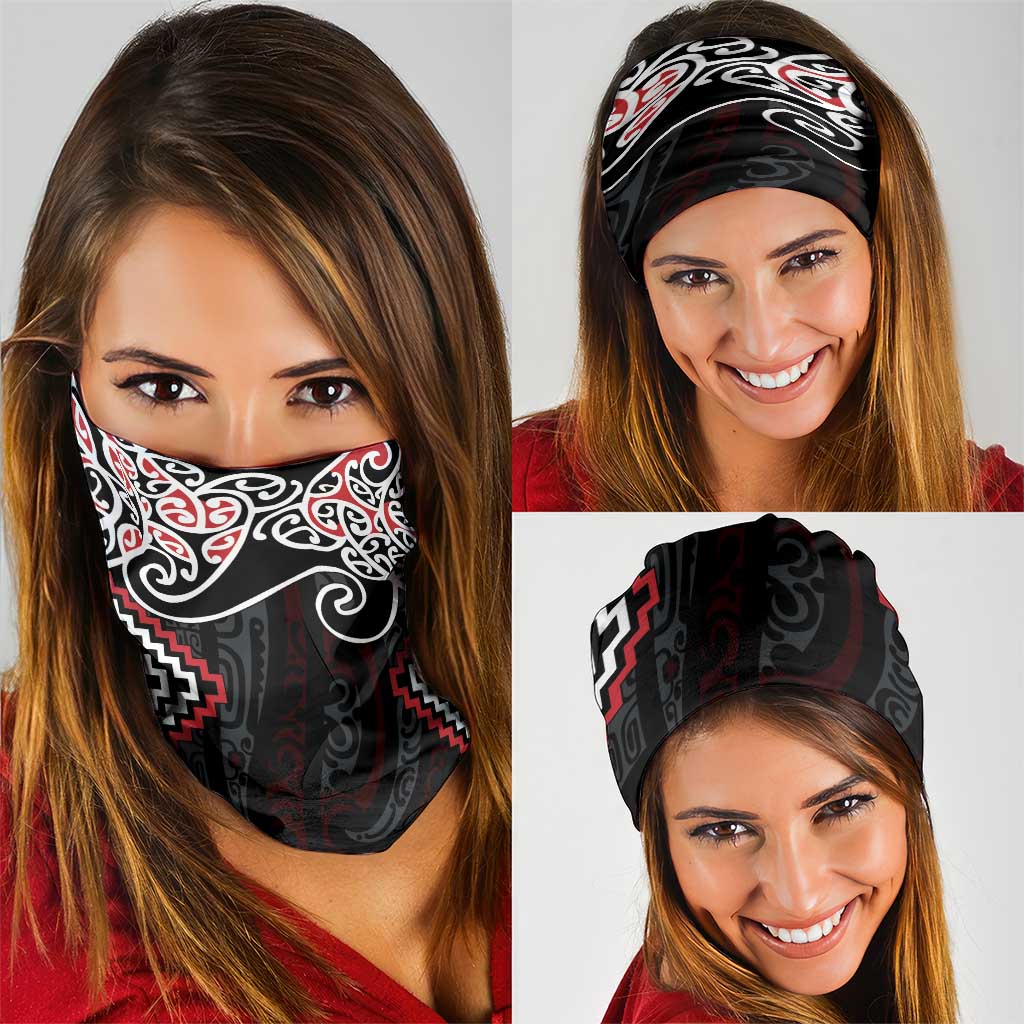 Red Aotearoa Tukutuku Manawa Tapu Neck Gaiter Ta Moko Toi Maori - Aussie Hoodie