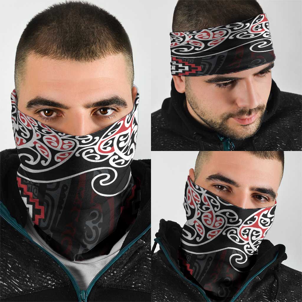 Red Aotearoa Tukutuku Manawa Tapu Neck Gaiter Ta Moko Toi Maori - Aussie Hoodie