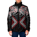 Red Aotearoa Tukutuku Manawa Tapu Padded Jacket Ta Moko Toi Maori - Aussie Hoodie