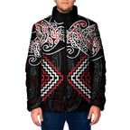Red Aotearoa Tukutuku Manawa Tapu Padded Jacket Ta Moko Toi Maori - Aussie Hoodie