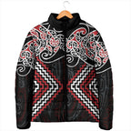 Red Aotearoa Tukutuku Manawa Tapu Padded Jacket Ta Moko Toi Maori - Aussie Hoodie