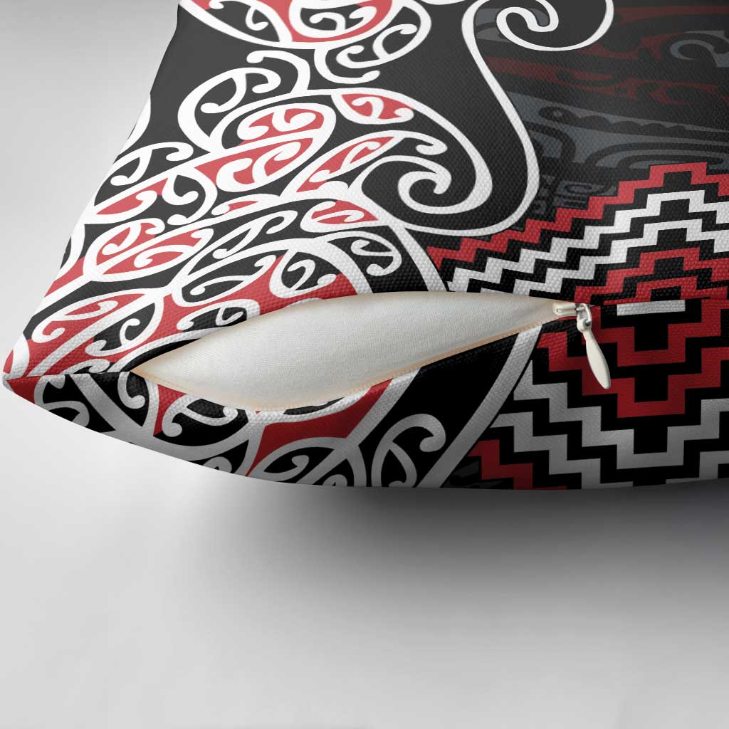 Red Aotearoa Tukutuku Manawa Tapu Pillow Cover Ta Moko Toi Maori - Aussie Hoodie