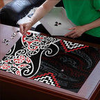 Red Aotearoa Tukutuku Manawa Tapu Puzzle Ta Moko Toi Maori - Aussie Hoodie