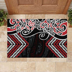 Red Aotearoa Tukutuku Manawa Tapu Rubber Doormat Ta Moko Toi Maori