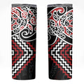 Red Aotearoa Tukutuku Manawa Tapu Skinny Tumbler Ta Moko Toi Maori