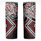 Red Aotearoa Tukutuku Manawa Tapu Skinny Tumbler Ta Moko Toi Maori