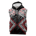 Red Aotearoa Tukutuku Manawa Tapu Sleeveless Hoodie Ta Moko Toi Maori - Aussie Hoodie