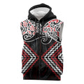 Red Aotearoa Tukutuku Manawa Tapu Sleeveless Zip Hoodie Ta Moko Toi Maori LT9