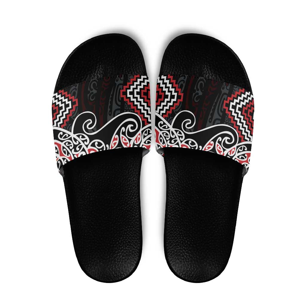 Red Aotearoa Tukutuku Manawa Tapu Slide Sandals Ta Moko Toi Maori - Aussie Hoodie