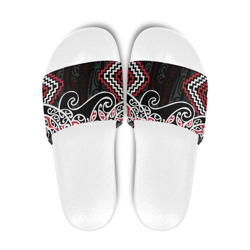 Red Aotearoa Tukutuku Manawa Tapu Slide Sandals Ta Moko Toi Maori - Aussie Hoodie