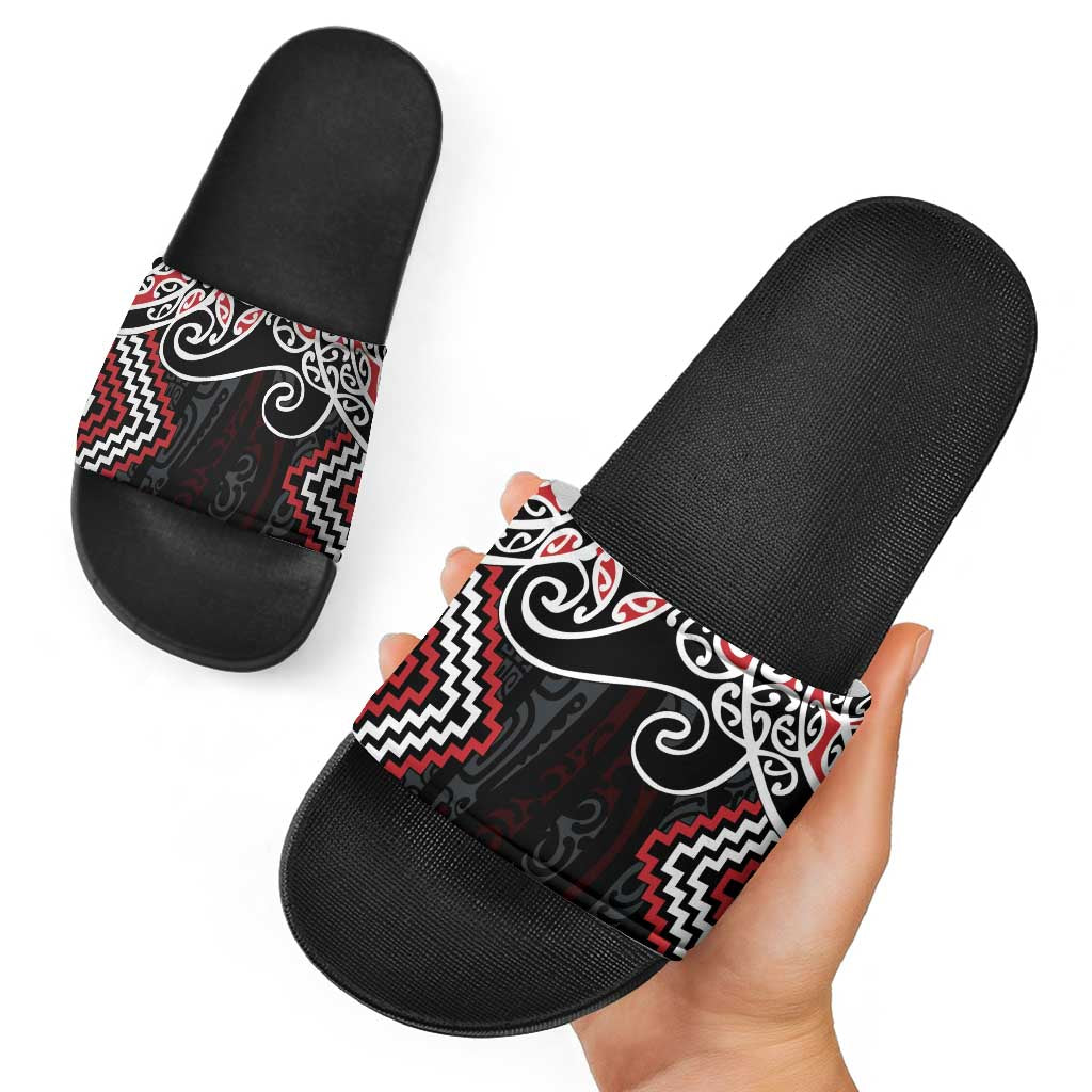 Red Aotearoa Tukutuku Manawa Tapu Slide Sandals Ta Moko Toi Maori - Aussie Hoodie