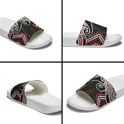 Red Aotearoa Tukutuku Manawa Tapu Slide Sandals Ta Moko Toi Maori - Aussie Hoodie