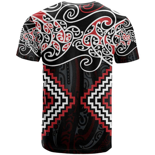 Red Aotearoa Tukutuku Manawa Tapu T Shirt Ta Moko Toi Maori