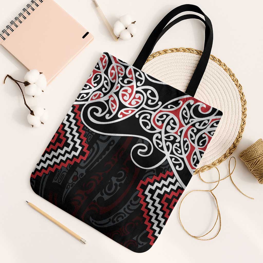 Red Aotearoa Tukutuku Manawa Tapu Tote Bag Ta Moko Toi Maori - Aussie Hoodie