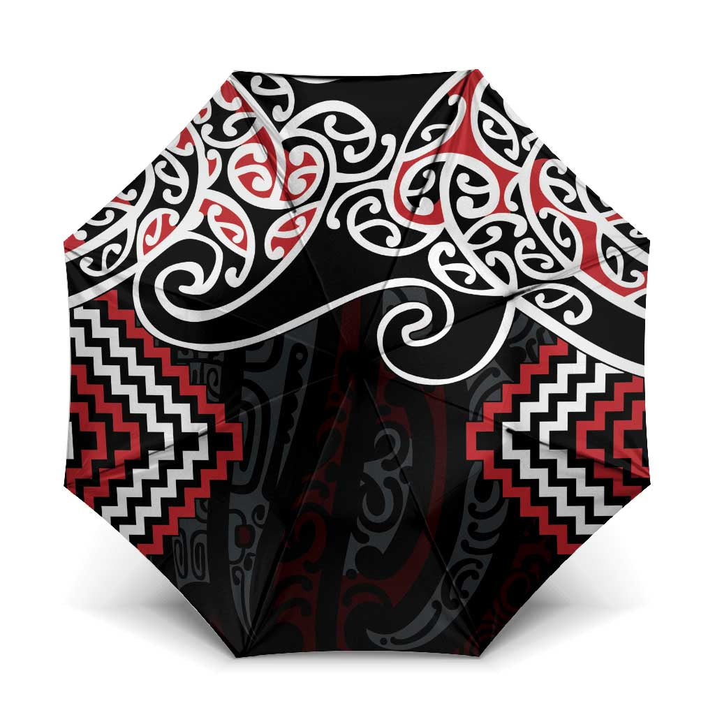 Red Aotearoa Tukutuku Manawa Tapu Umbrella Ta Moko Toi Maori - Aussie Hoodie