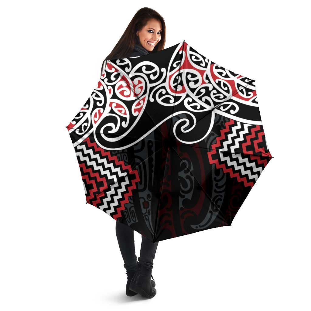 Red Aotearoa Tukutuku Manawa Tapu Umbrella Ta Moko Toi Maori - Aussie Hoodie