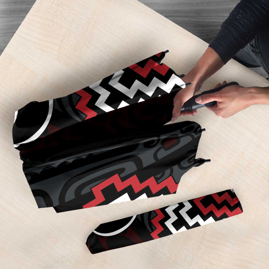 Red Aotearoa Tukutuku Manawa Tapu Umbrella Ta Moko Toi Maori - Aussie Hoodie