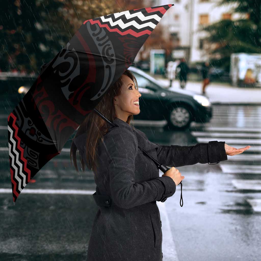 Red Aotearoa Tukutuku Manawa Tapu Umbrella Ta Moko Toi Maori - Aussie Hoodie