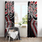 Red Aotearoa Tukutuku Manawa Tapu Window Curtain Ta Moko Toi Maori
