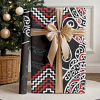 Red Aotearoa Tukutuku Manawa Tapu Wrapping Paper Ta Moko Toi Maori - Aussie Hoodie
