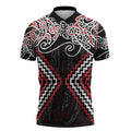 Red Aotearoa Tukutuku Manawa Tapu Zipper Polo Shirt Ta Moko Toi Maori - Aussie Hoodie